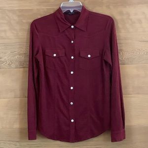 Olivaceous snap front long sleeve shirt top size small